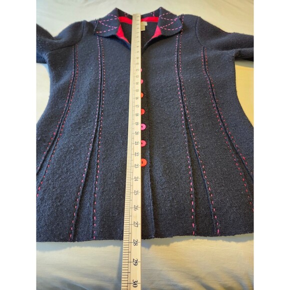 Women's Size Small 100% Wool Jacket Black Pink & Red Details Sigrid Olsen - Picture 7 of 9